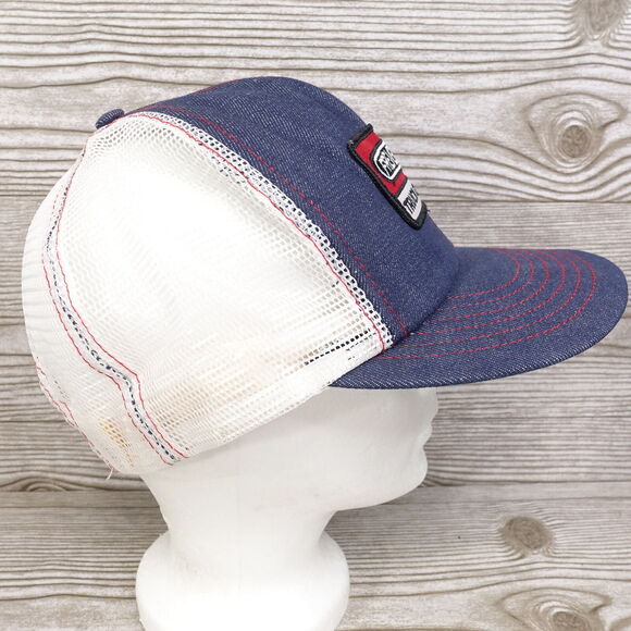 VINTAGE FREIGHTLINER TRUCK CENTERS DENIM BLUE JEAN USA MADE TRUCKER HAT CAP - Picture 7 of 11